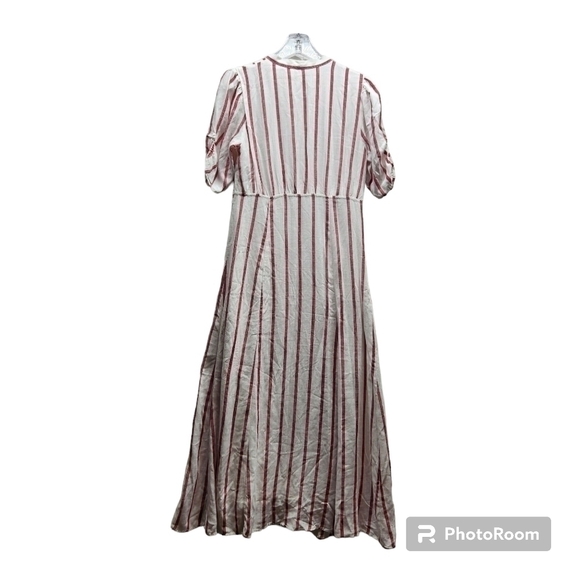 Chelsea & Violet Womens S Boho Maxi Summer Chic Dress Button Up White Red Stripe - Picture 4 of 12